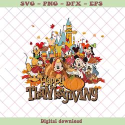 Vintage Mickey And Friends Happy Thanksgiving PNG File