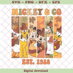 Mickey And Co Est 1928 Thanksgiving PNG Sublimation
