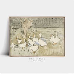ducks painting, vintage wall art, nursery print, digital download.jpg