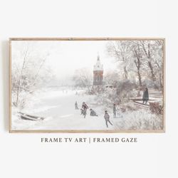 Frame TV Art Winter Wonderland, Winter Painting, Snow Wall Art Painting, Art for TV, Frame tv Art, Digital Download.jpg