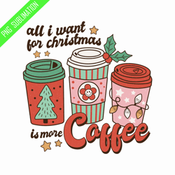 All I want for christmas is more coffee retro christmas png