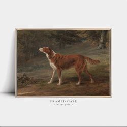 Vintage dog wall art, vintage painting, hunting dog, setter in landscape, digital download.jpg