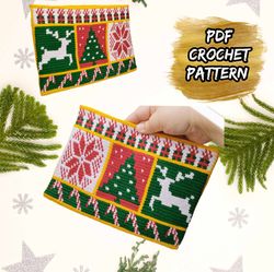 tapestry crochet pattern, tapestry christmas ornament, crochet bag pattern, wayuu mochila bag pattern christmas tapestry