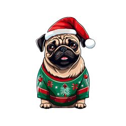 Pug Christmas Lights Funny Dog PNG Download File