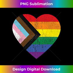 Progress Pride Flag Vintage Rainbow Heart Love LGBT Pocket Tank To - Classic Sublimation PNG File - Chic, Bold, and Uncompromising