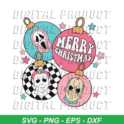 Horror Characters Merry Christmas Ornaments SVG File