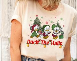 Disney DuckTales Huey Dewey And Louie Duck The Halls Christmas Lights Shirt, Trio Ducks DuckTales Xmas Disney Tee, Disne