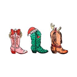 Retro Western Grinch Cowgirl Boots PNG Download File