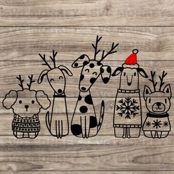 MeVintage Christmas Reindeer Dogs SVG Cutting Digital File SVG EPS DXF PNG