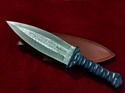 14.3"  Custom Handmade Full Tang Damascus Steel Combat Smatchet Knife