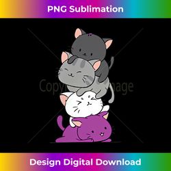 Kawaii Cat Pile Anime T-shirt - Asexual Pride Flag Kitte - Sophisticated PNG Sublimation File - Tailor-Made for Sublimation Craftsmanship