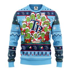 MLB Tampa Bay Rays 12 Grinch All Over Print Ugly Hoodie 3D Zip Hoodie 3D Ugly Christmas Sweater 3D Fleece Hoodie