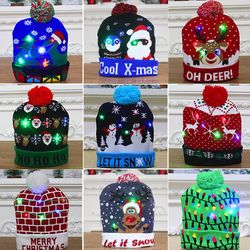Seven-Color Luminous Led Warm Christmas High-Grade Adult Children'S Knitted Hat