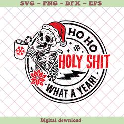Skull Santa Claus What A Year SVG Digital Cutting File