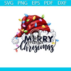 Merry Christmas Santa Hat Light PNG Sublimation File