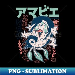 Retro Japanese Amabie Yokai Mermaid Illustration  Japanese Folklore Creatures - Premium PNG Sublimation File - Bold & Eye-catching