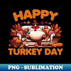 Happy Tureky Day Happy Thanksgiving - PNG Transparent Sublimation File - Unlock Vibrant Sublimation Designs