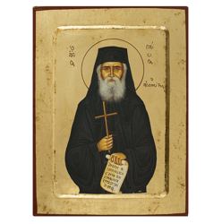 Saint Paisios of Mount Athos, Christian Orthodox Icon, Handmade, Wooden board, 18x24cm (approx. 7x9,5 inches)