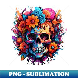 Floral Sugar Skull Bouquet - High-Resolution PNG Sublimation File - Capture Imagination with Every Detail