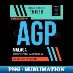 Malaga AGP Airport Code Baggage Tag - High-Resolution PNG Sublimation File - Vibrant and Eye-Catching Typography