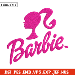 Barbie logo and her Embroidery, Barbie logo and her Embroidery, logo design, Embroidery File, Digital download.