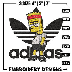 Bart adidas Embroidery Design, Adidas Embroidery, Embroidery File, Brand Embroidery, Logo shirt, Digital download