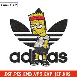 Bart adidas Embroidery Design, Adidas Embroidery, Embroidery File, Brand Embroidery, Logo shirt, Digital download