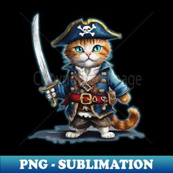 Cute street cat wearing a a pirate outfit and a sword - Creative Sublimation PNG Download - Unleash Your Creativity