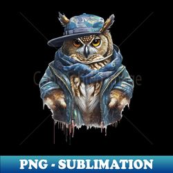 Owl wearing a jacket cap and a scar - PNG Transparent Digital Download File for Sublimation - Perfect for Sublimation Mastery