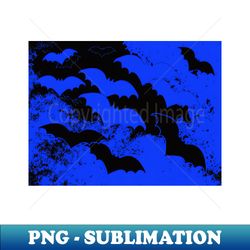 Black Bats In Flight Blue - High-Resolution PNG Sublimation File - Enhance Your Apparel with Stunning Detail