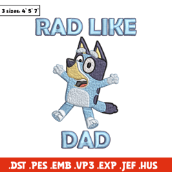 Bluey Rad Like Dad Embroidery design, Bluey Rad Like Dad Embroidery, cartoon design, Embroidery File, Digital download.