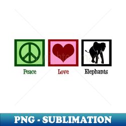 Peace Love Elephants - Instant PNG Sublimation Download - Enhance Your Apparel with Stunning Detail