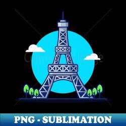 Eiffel Tower Cartoon Illustration - PNG Transparent Digital Download File for Sublimation - Boost Your Success with this Inspirational PNG Download