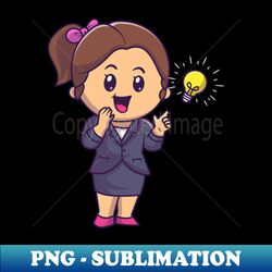 Cute Woman Get An Idea Cartoon - High-Quality PNG Sublimation Download - Perfect for Creative Projects