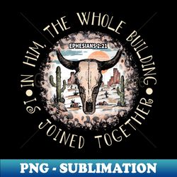In Him The Whole Building Is Joined Together Cactus Bull-Skull Leopard - Trendy Sublimation Digital Download - Perfect for Creative Projects