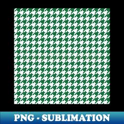 Classic Houndstooth Check Pattern in Dark Green and White - PNG Transparent Sublimation File - Revolutionize Your Designs