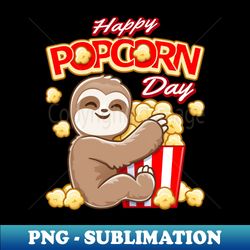 happy popcorn day adorable cartoon sloth relax lazy - aesthetic sublimation digital file - unleash your inner rebellion