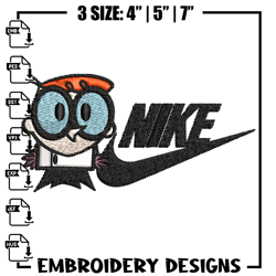 Dexter cartoon Nike Embroidery design, Dexter cartoon Embroidery, Nike design, Embroidery file, Instant download.
