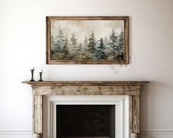 Christmas Samsung Frame TV Artwork, Neutral Winter Pines , Pine Tree Forest, Farmhouse Christmas, Winter TV Art, Instant