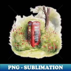 red telephone box countryside - exclusive png sublimation download - create with confidence