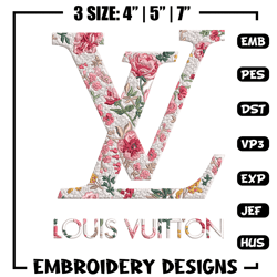 Flower louis vuitton Embroidery Design, Lv Embroidery, Embroidery File, Brand Embroidery, Logo shirt, Digital download