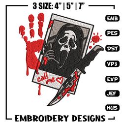 Ghost face Embroidery design, Ghost face horror Embroidery, horror design, Embroidery File, Digital download.