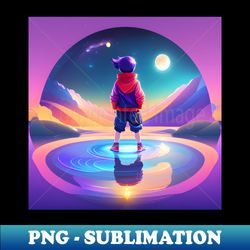A boy watching sunset fantasy artwork - Digital Sublimation Download File - Unleash Your Inner Rebellion