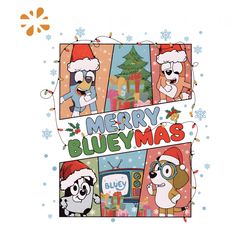 Merry Blueymas Christmas Family Bluey PNG Download