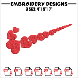 Heart nike logo Embroidery Design, Nike Embroidery, Brand Embroidery, Embroidery File, Logo shirt, Digital download