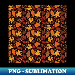 Autumn Pattern No 01 - Black - Warm Fall Leaves Pattern Motifs - Exclusive PNG Sublimation Download - Defying the Norms