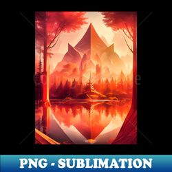 Abstract landscape painting with a red filter - Modern Sublimation PNG File - Perfect for Sublimation Mastery