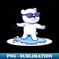Cute Polar Bears Surfing Cartoon - Unique Sublimation PNG Download - Instantly Transform Your Sublimation Projects