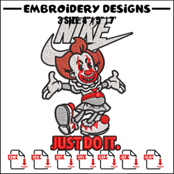 Just Do It Pennywise Embroidery design, Cartoon Embroidery, Nike design, Embroidery file, Nike logo. Instant download.