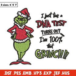 I Just Took A DNA Test Grinch Embroidery design, Grinch christmas Embroidery, Grinch design, Instant download.